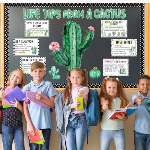Cactus Motivational Bulletin Board Set for Classroom Decor, 41 Pieces
