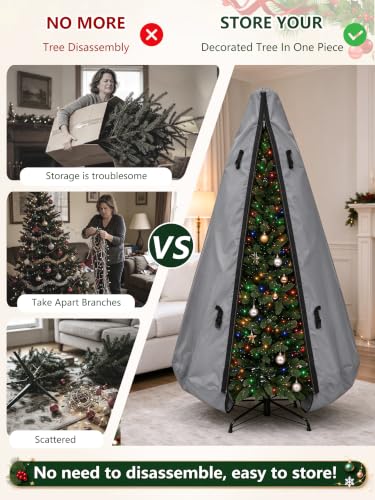 Hadisi Grey 9Ft Upright Christmas Tree Storage Bag with Support Rod Technology
