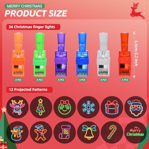 Christmas Finger Lights 36pc - Kids’ Party Favors, Stocking Stuffers, Classroom Rewards (Variation: Christmas)