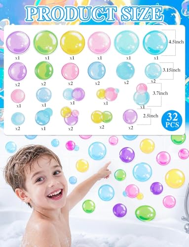 33-Piece Anti-Slip Bathtub Stickers with Bubble Design and Scraper Tool