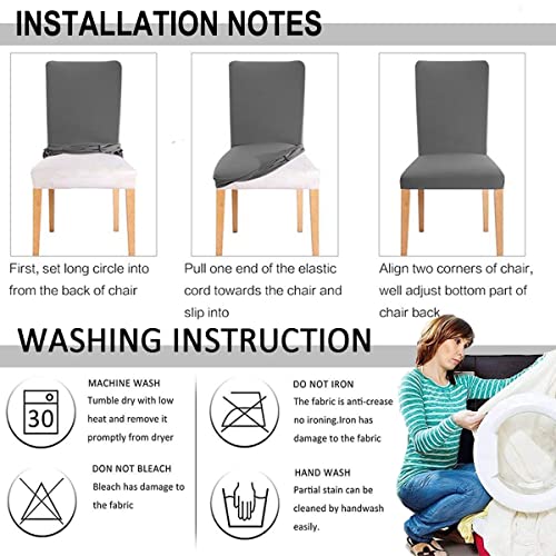 Beige Stretch Spandex Chair Covers Set of 4 for Dining Room