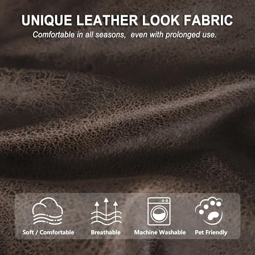4-Piece Stretch Leather-Look Recliner Chair Cover & Furniture Protector