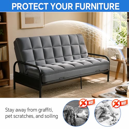 Extra Thick Fitted Futon Mattress Cover - Full Size Grey