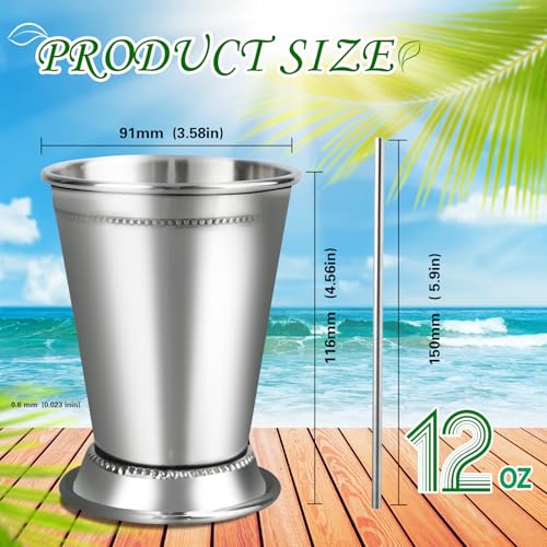 ETCYAOXIN 4 Pcs Stainless Steel Mint Julep Cups, 12oz Silver Cocktail Glasses Set