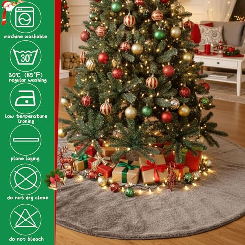 Jenaai 80'' Christmas Tree Skirt Faux Fur Brown, Classic