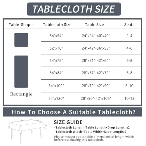 Waterproof Vinyl Rectangle Tablecloth 52x70 - Leaf Pattern Wipe Clean