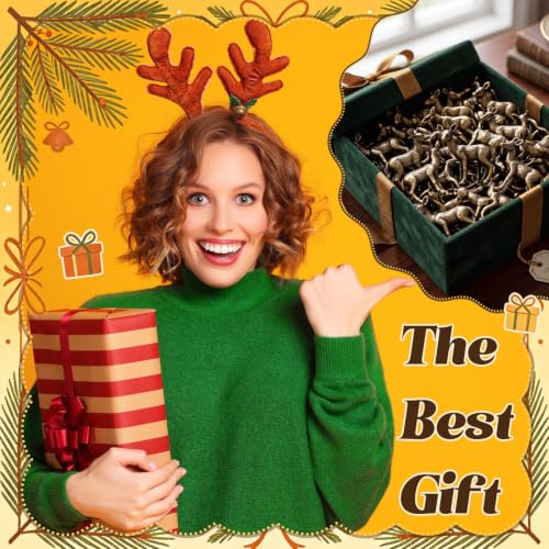 50 Pcs Mini Brass Deer Figurines, Retro Christmas Woodland Animal Decor