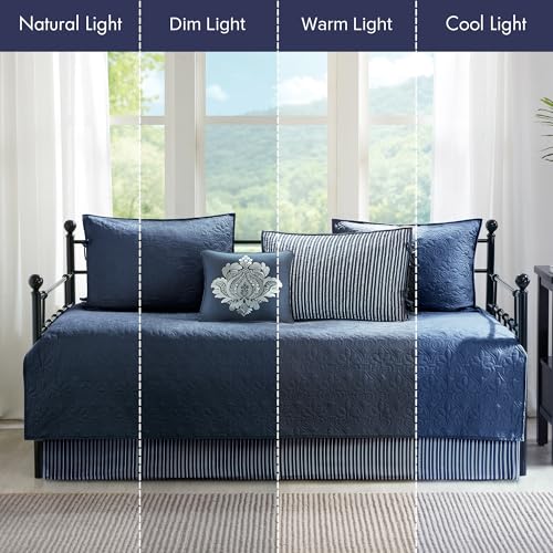 Classic Cottage Reversible Daybed Cover Set - 6-Piece Bedding, Navy