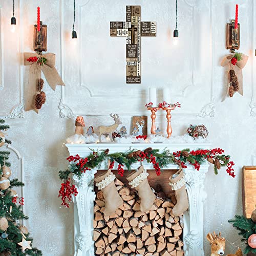 14-Inch Wooden Cross Wall Decor with Inspirational Scripture Sayings