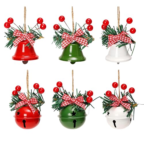 2.2-Inch Decorative Metal Jingle Bells for Christmas Ornaments, Set of 6