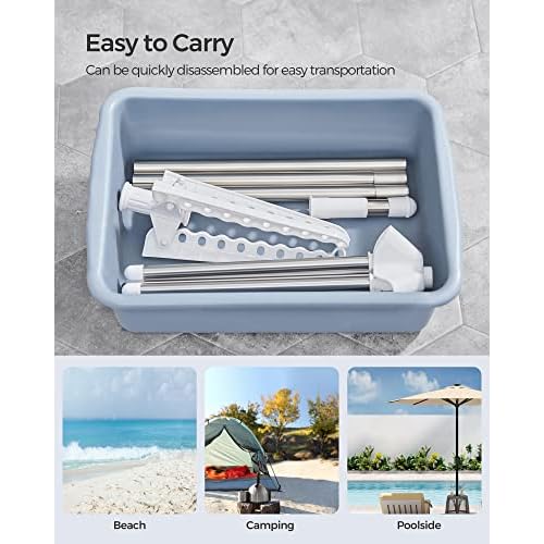 SONGMICS Clothes Drying Rack, 59-Inch Folding Laundry Drying Rack with 3 Rotatable Arms for Hangers, 4 Legs, Stainless Steel, for 27 Pieces of Clothes, White and Silver ULLR510W01