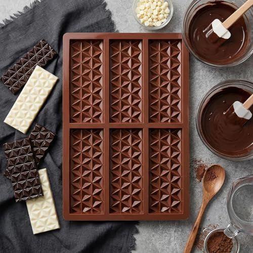 KINYFY 1 Pc Diamond Break-Apart Chocolate Mold Silicone Baking Bar for Candies & Energy Bars