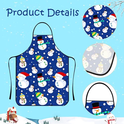Snowman Christmas Apron for Men Women Kids - Winter Kitchen Cooking BBQ Gift