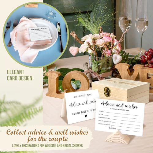 Wedding Advice and Wishes Cards with Wooden Keepsake Box, 50-Pack