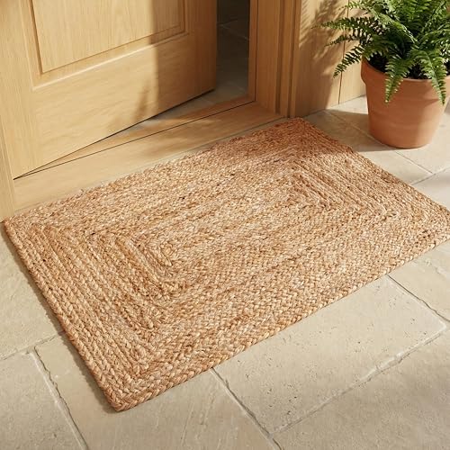 Natural Jute Braided Area Rug 2x3 ft, Hand Woven Reversible Boho Rug