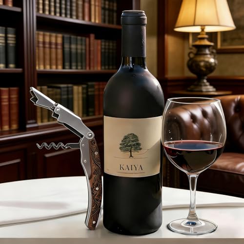 Premium Waiters Corkscrew with Walnut Wood Handle & Double Hinge - Wine & Beer Opener
