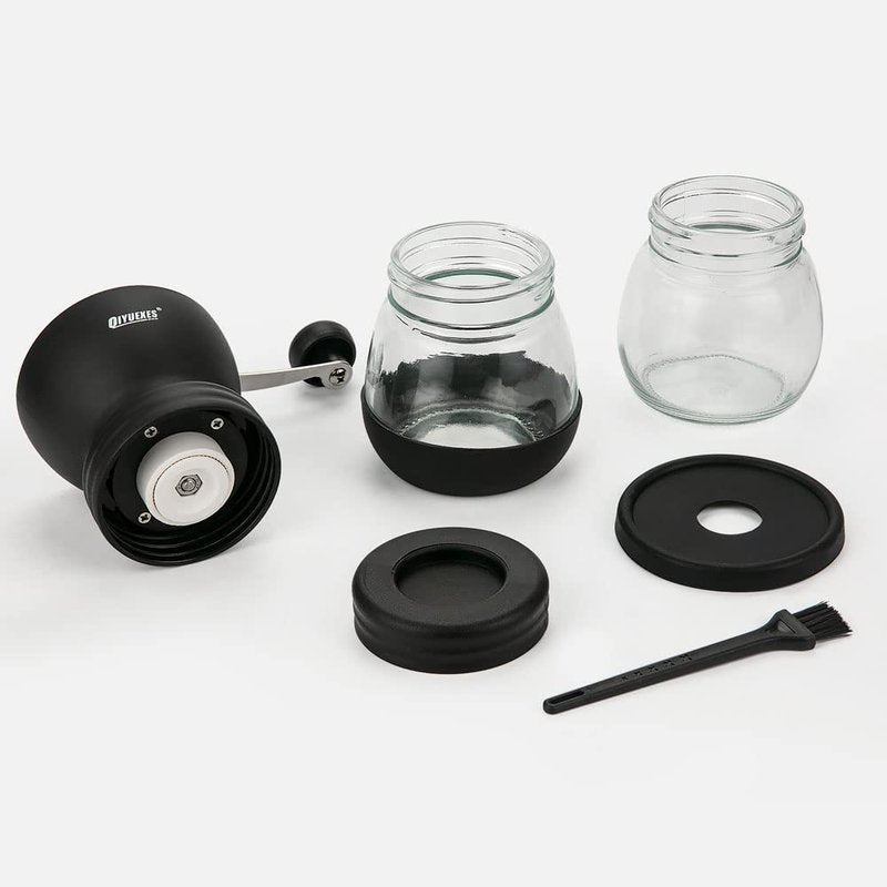 Manual Coffee Grinder 48 Adjustable Settings, 80g Large Capacity, Conical Burr Hand Mill for Home, Travel, Camping, Office, Espresso & Pour Over, 2 Jars