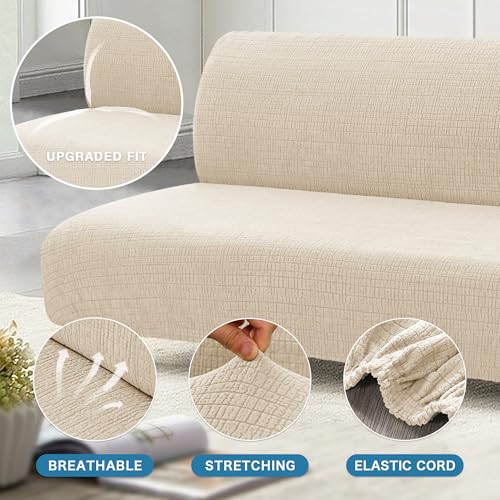 100% Waterproof Futon Cover - Washable Slipcover for Sofa Bed, Ivory