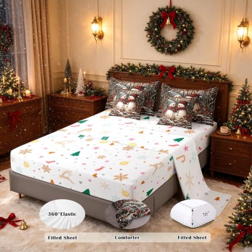 Feelyou Kids Christmas 7-Piece Twin Bedding Set for Boys & Girls, Multi 05