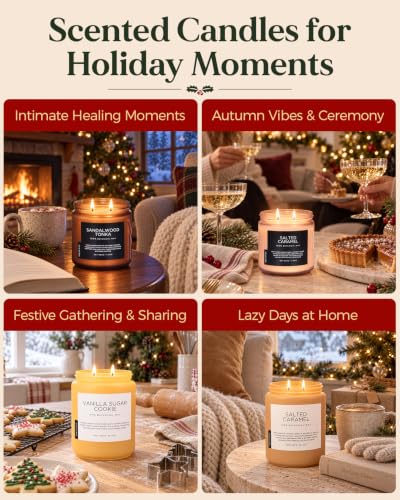 M&SENSE Frosted Balsam Cedar Large Jar Christmas Candle 19.4oz - Holiday Home Fragrance