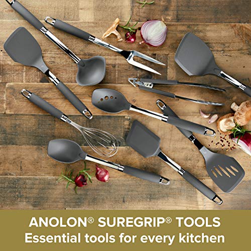 Anolon Gadgets Utensil Kitchen Pasta Cooking Tools Set, 3 Piece, Graphite Gray