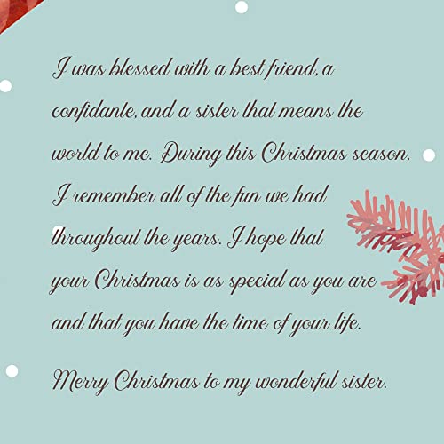 Premium Christmas Card for Sister - Eco-Friendly Thick Cardstock with Envelope, Made in USA, 5x7.75 Inches