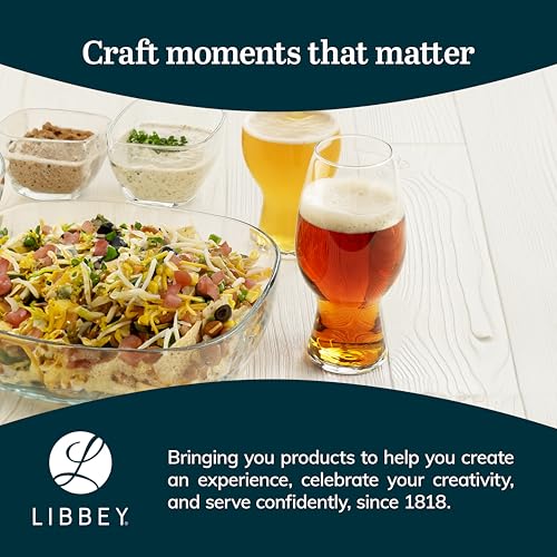 Libbey Entertaining Essentials Tall Craft Beer Glasses - Elegant Beer Glass Set of 6 - IPA Tulip Glasses for Imports, Indian Pale Ales, & Classics