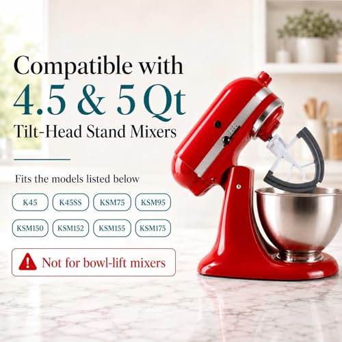 Flex Edge Beater for 4.5-5 Quart Tilt-Head Stand Mixers, Silicone Scraper