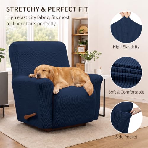 Stretch Recliner Chair Cover with Pocket - Washable 1-Piece Slipcover