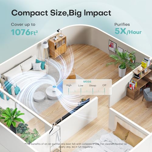 VOOPNU True HEPA Air Purifier for Home, Pet Hair, Odors & Smoke