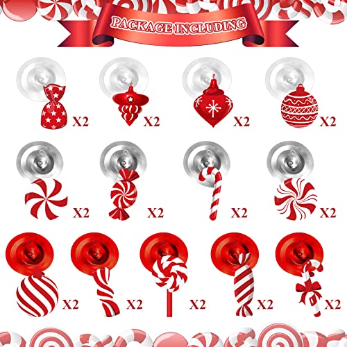 Funrous 56 Pcs Christmas Peppermint Candy Hanging Decorations Red & White Holiday Party Streamers
