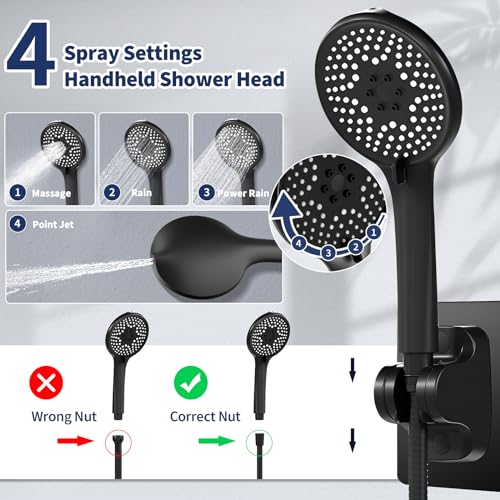 10-Inch Rainfall Shower Head with Handheld Spray, Matte Black Combo Set