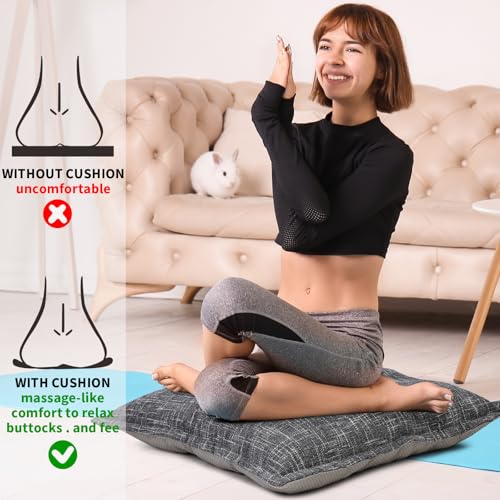 22-Inch Square Memory Foam Floor Pillow, Non-Slip Washable Seat Cushion