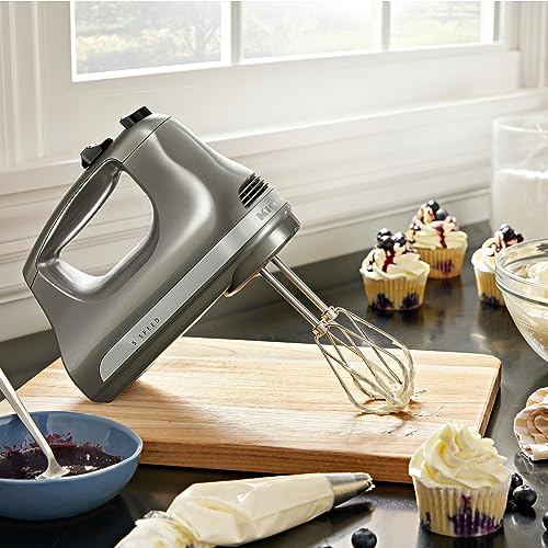 5-Speed Electric Hand Mixer with Stainless Steel Beaters, Contour Silver