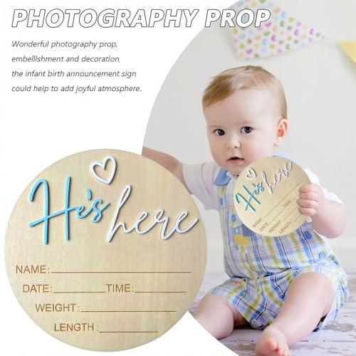 Wooden Baby Birth Announcement Sign - 5.9-Inch Newborn Photo Prop