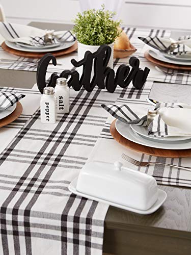 DII Farmhouse Black Cotton Table Runner 14x72 inches, Home Decor