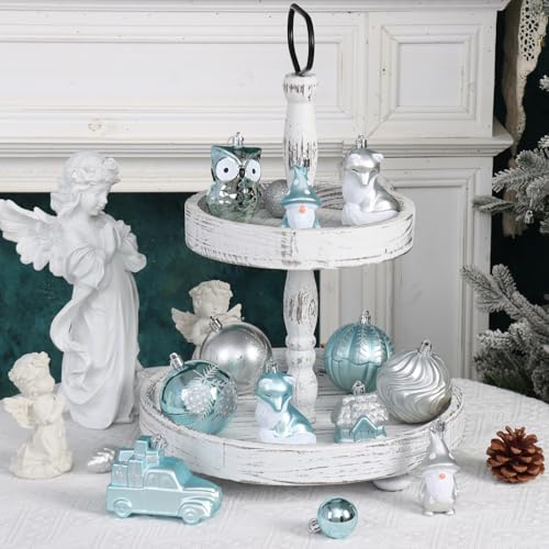 Blue & Silver Christmas Ornaments Set 75PCS Shatterproof Holiday Decor