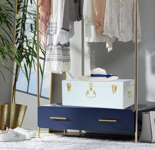 Decorative Metal Storage Trunk Set with Handles, 2-Piece Nesting Chest