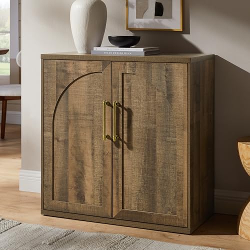 Arched Door Sideboard Buffet Cabinet with Adjustable Shelf, Rustic Oak