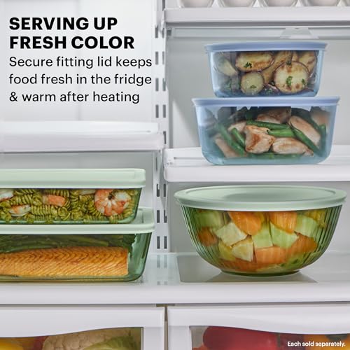 Sculpted Tinted Glass Mixing Bowls with Lids - 3-Piece Nesting Set
