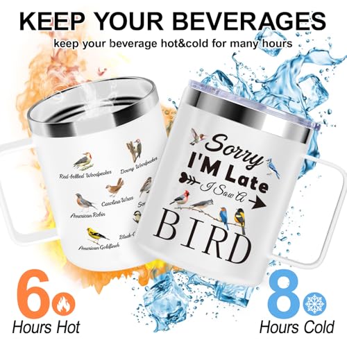 Bird Watching Insulated Mug Tumbler with Handle – 12oz BPA-Free, for Ornithologists & Bird Lovers (Variation: bird watching)