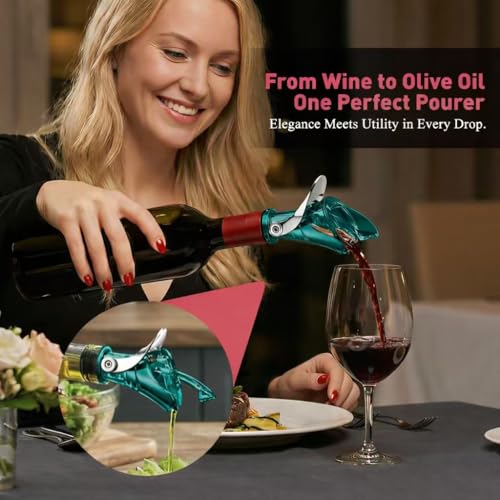IOV No-Drip Wine Pour Spout with Auto Flip Dust Cap, Olive Oil & Vinegar Dispenser, Blue