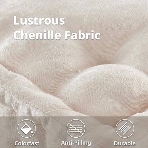 Large Tufted Floor Cushion, 24x24 Inch Chenille Meditation Pillow