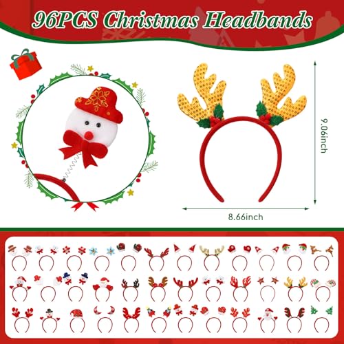 Giegxin 64 Pcs Christmas Headbands Set – 36 Designs Holiday Party Hair Accessories