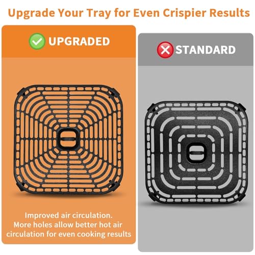 8.9-Inch Square Air Fryer Grill Pan - Non-Stick Crisper Plate for 6 QT
