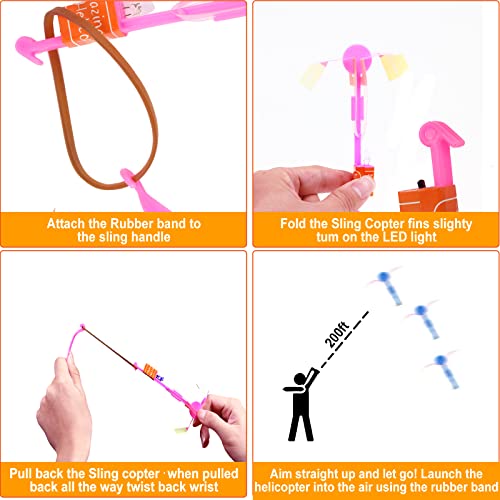 50-Piece LED Slingshot Flying Helicopter Toy Set for Kids Party Favors
