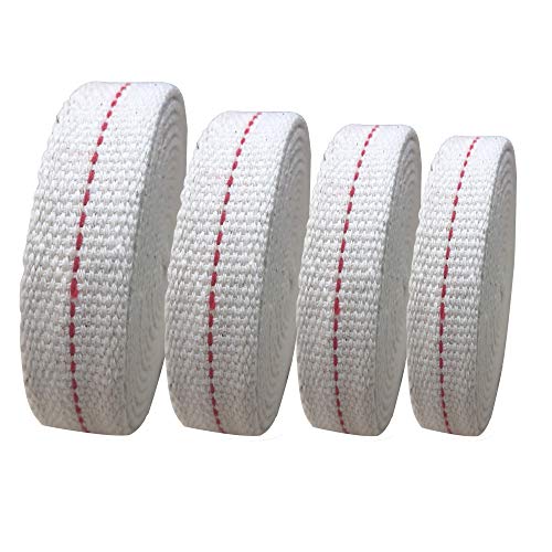 Flat Cotton Oil Lamp Wicks - 4 Rolls (1/2, 5/8, 3/4 & 7/8 Inch x 6.5 ft)