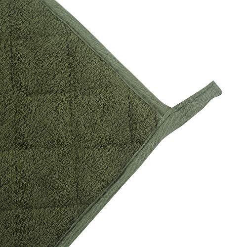 Cotton Terry Pot Holder Set of 5 - Heat Resistant Olive Green Hot Pads