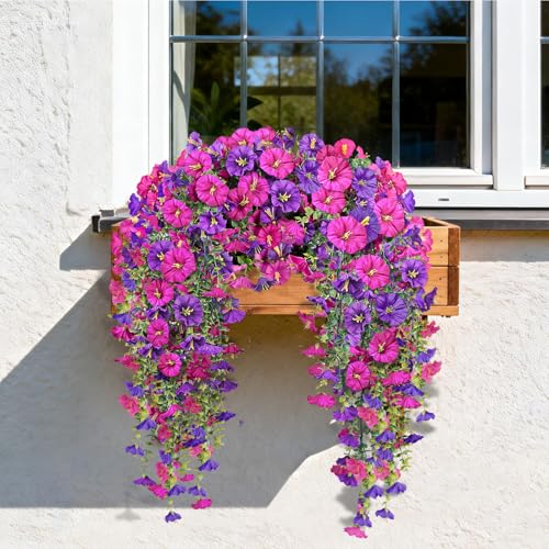 UV Resistant Faux Silk Morning Glory Vines - 2 PCS with 300 Blooms