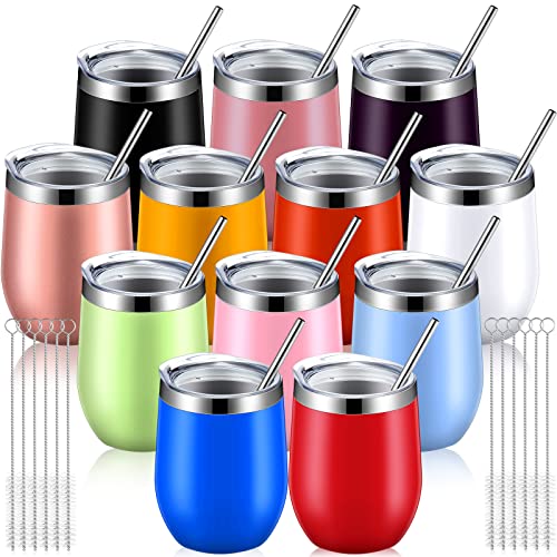 Cunhill 12oz Stainless Steel Stemless Wine Tumbler, 12 Colors, Pack